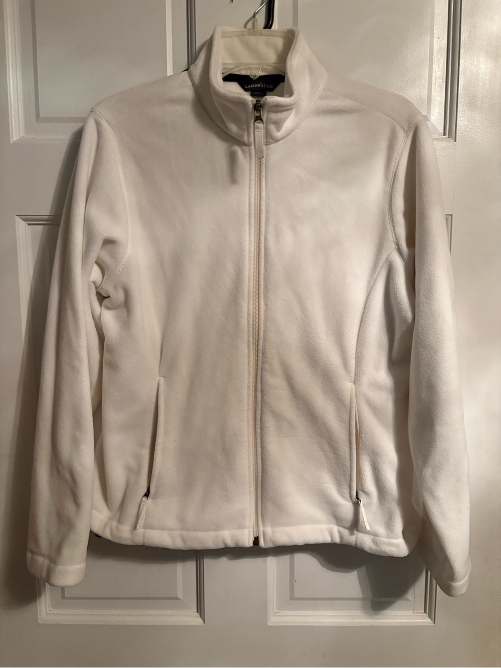 Lands' End Women's Cream Full-Zip Teddy Fleece Jacket
